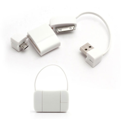 Добави още лукс USB кабели Дата кабел USB тип чанта micro USB/Iphone 4/4s бял
